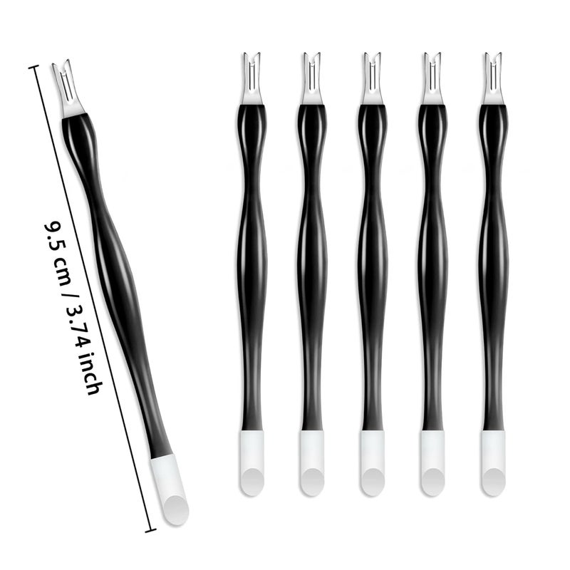 Allstarry 30 Pieces Nail Cuticle Trimmer Remover Rubber Nail Cleaner Double Head Dead Skin Cuticle Knife Removal Fork Plastic Handle Cuticle Pusher Nail art Tools for Girls Women and Men - Black - Image 4